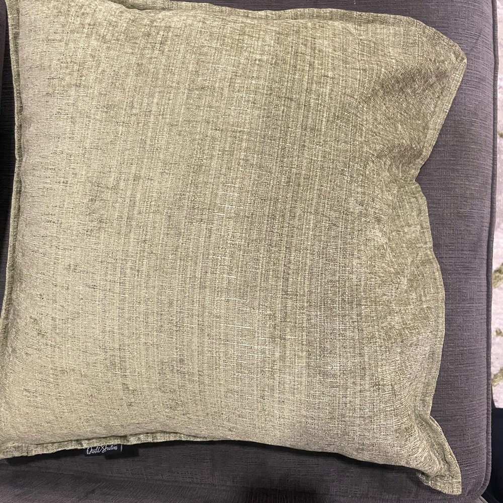 Two green decorative pillows
